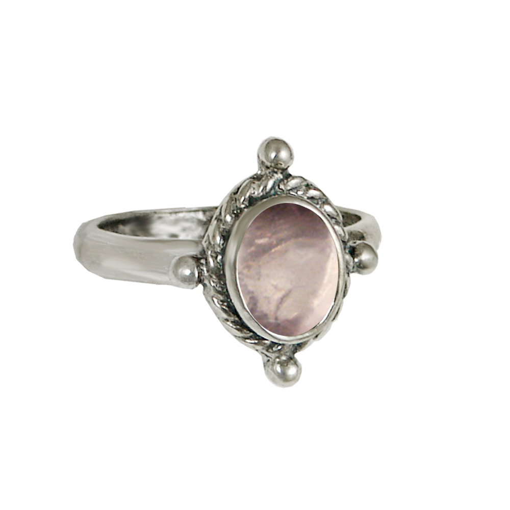 Sterling Silver Ring With Rose Quartz Size 5